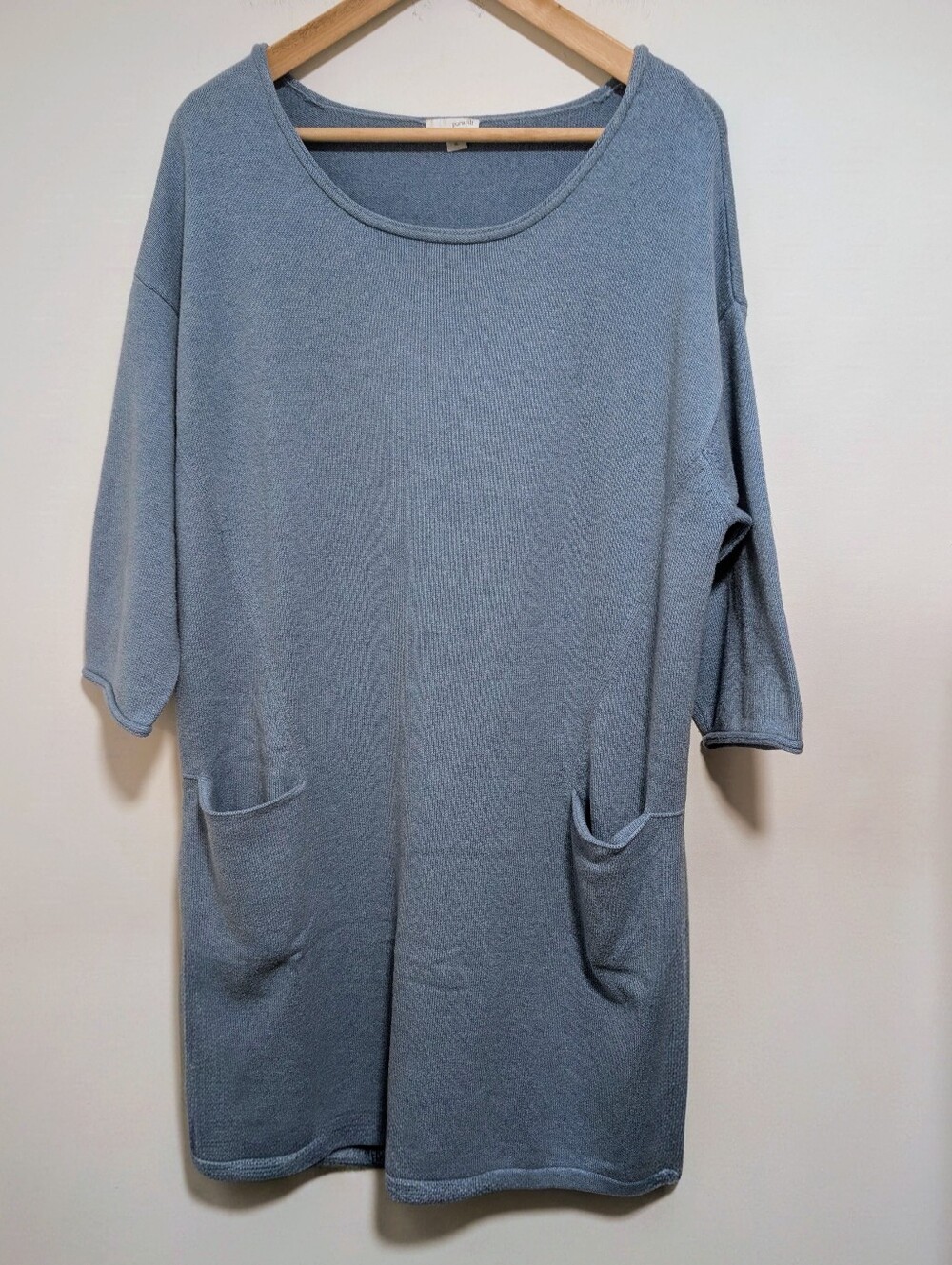 Pure Jill | Cotton Cashmere Pocket Tunic Sweater In Bluestone